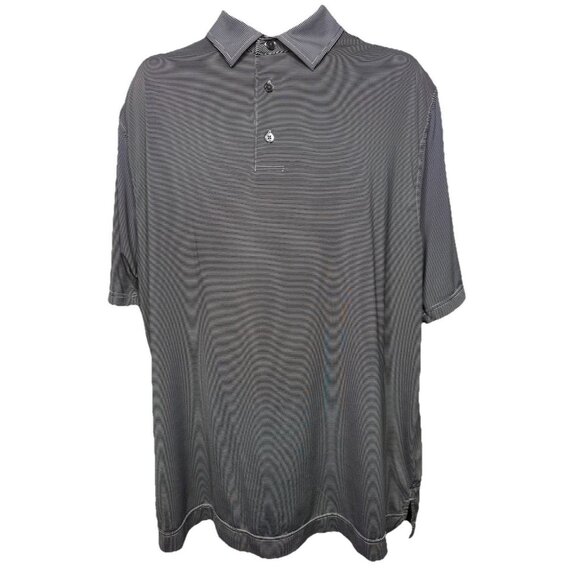 FootJoy Polo Shirt Men's XXL Black Gray Stripe Performance Golf Stretch‎ FJ Logo - Picture 1 of 6